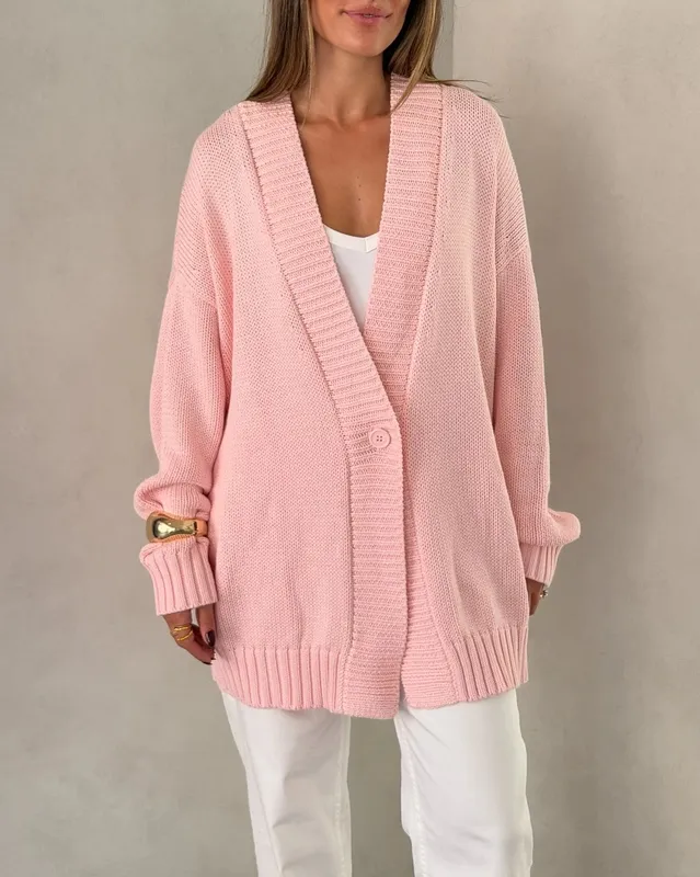 Pink Oversized Knit Cardigan