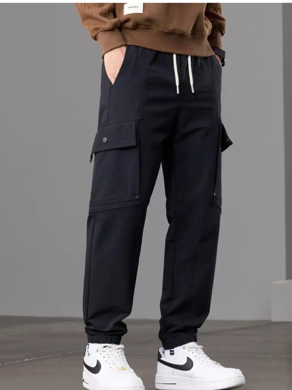 Men's Casual Cargo Pants with Drawstring Waist