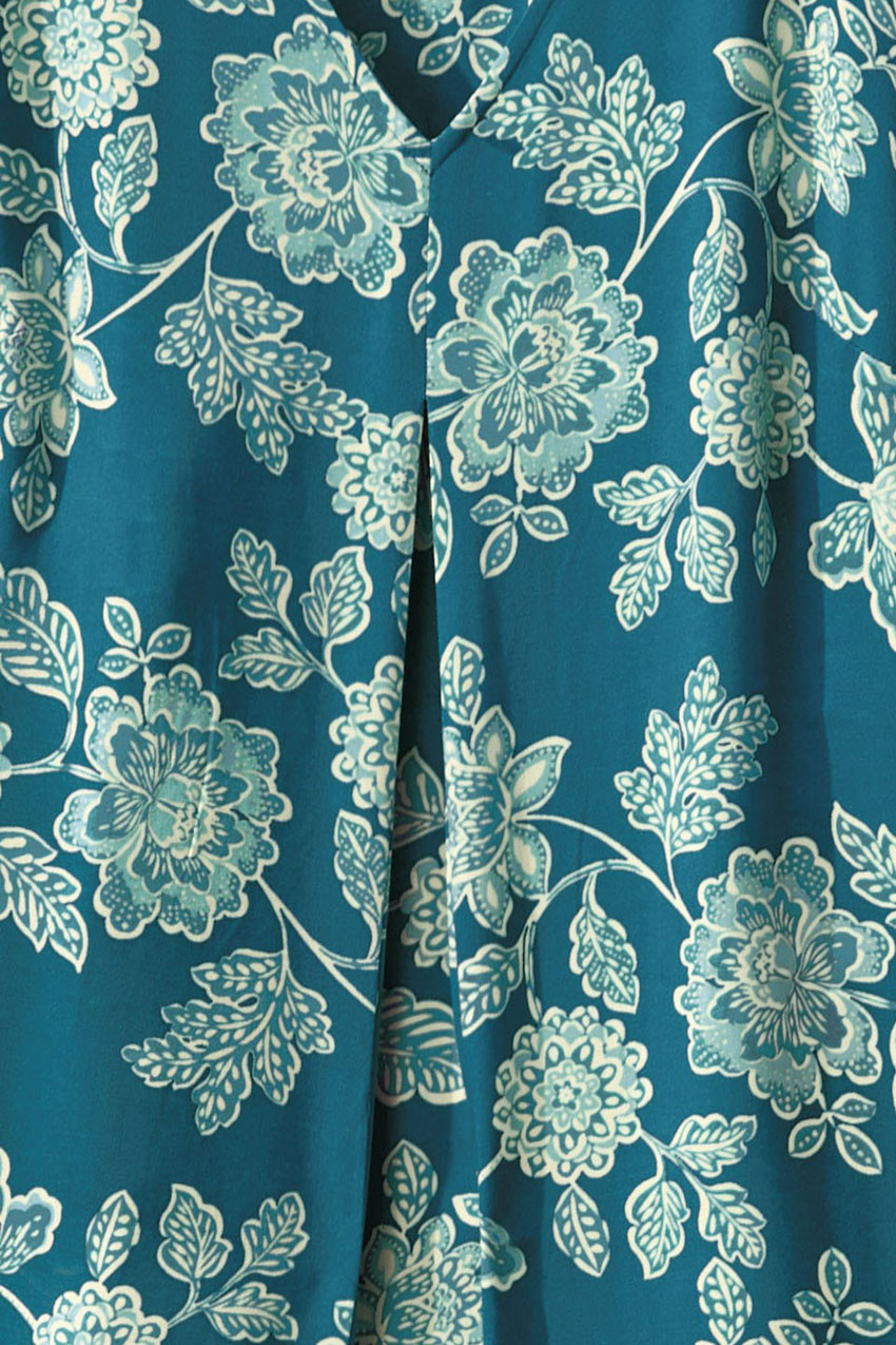 Pleat-Front Floral Dress