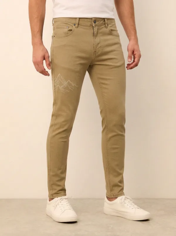 Men's Blue Mountain Nature Landscape Stretch Jeans