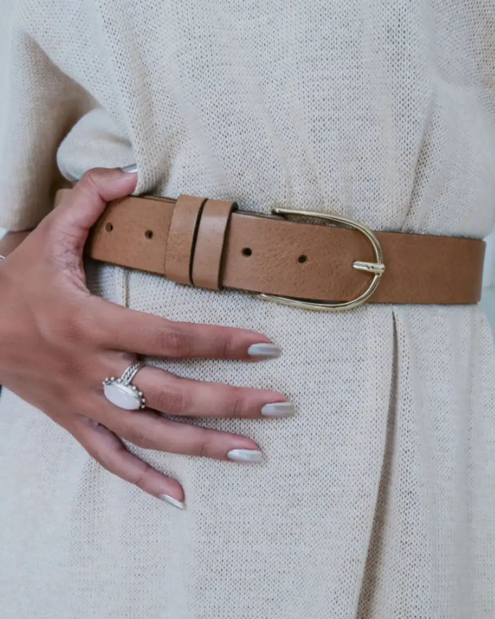 Modern Classic Leather Waist Belt Buckle