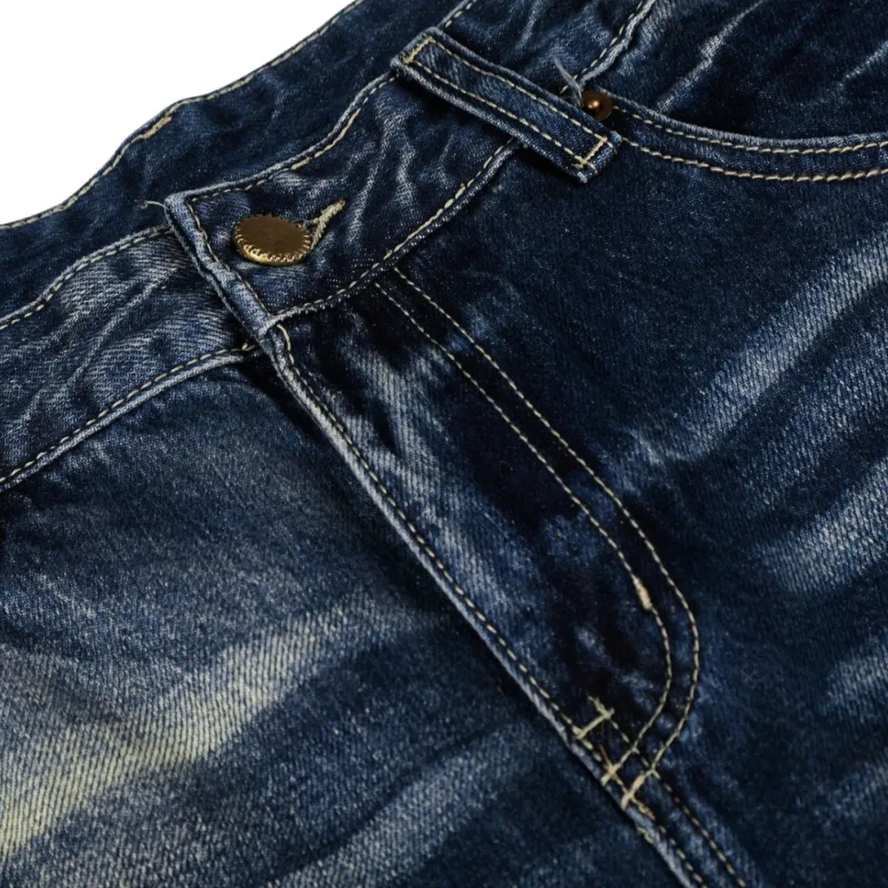 Flare Distressed Washed Denim Jeans