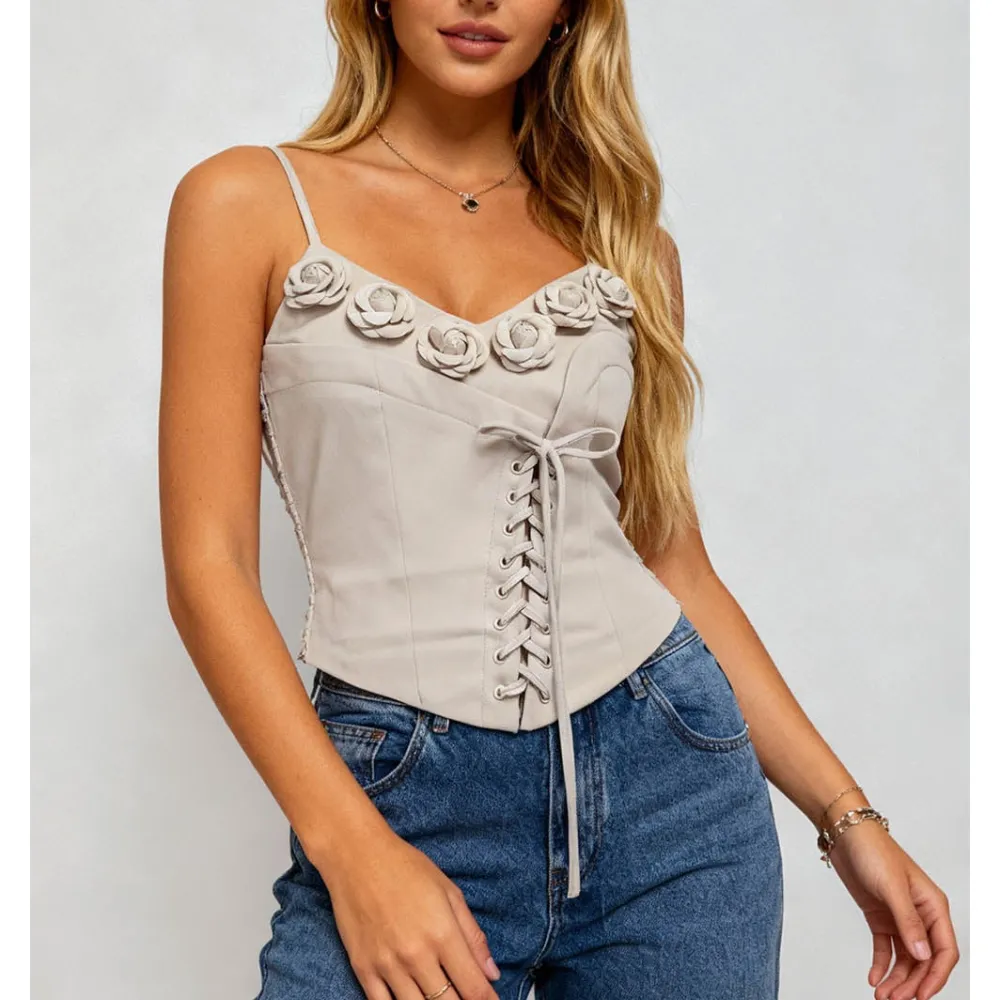 D Corset Cross Lace Up Cami Top