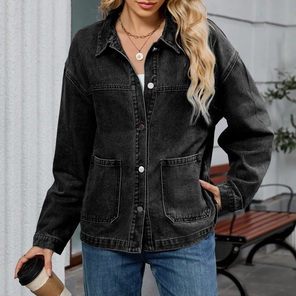 Layered Denim Casual Outerwear Jacket