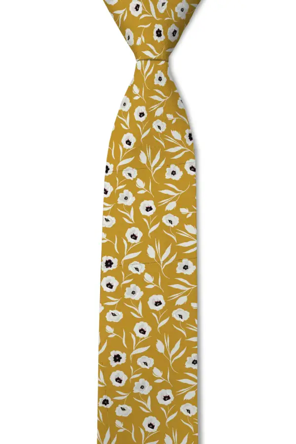 Tailored Botanical Floral Pattern Necktie