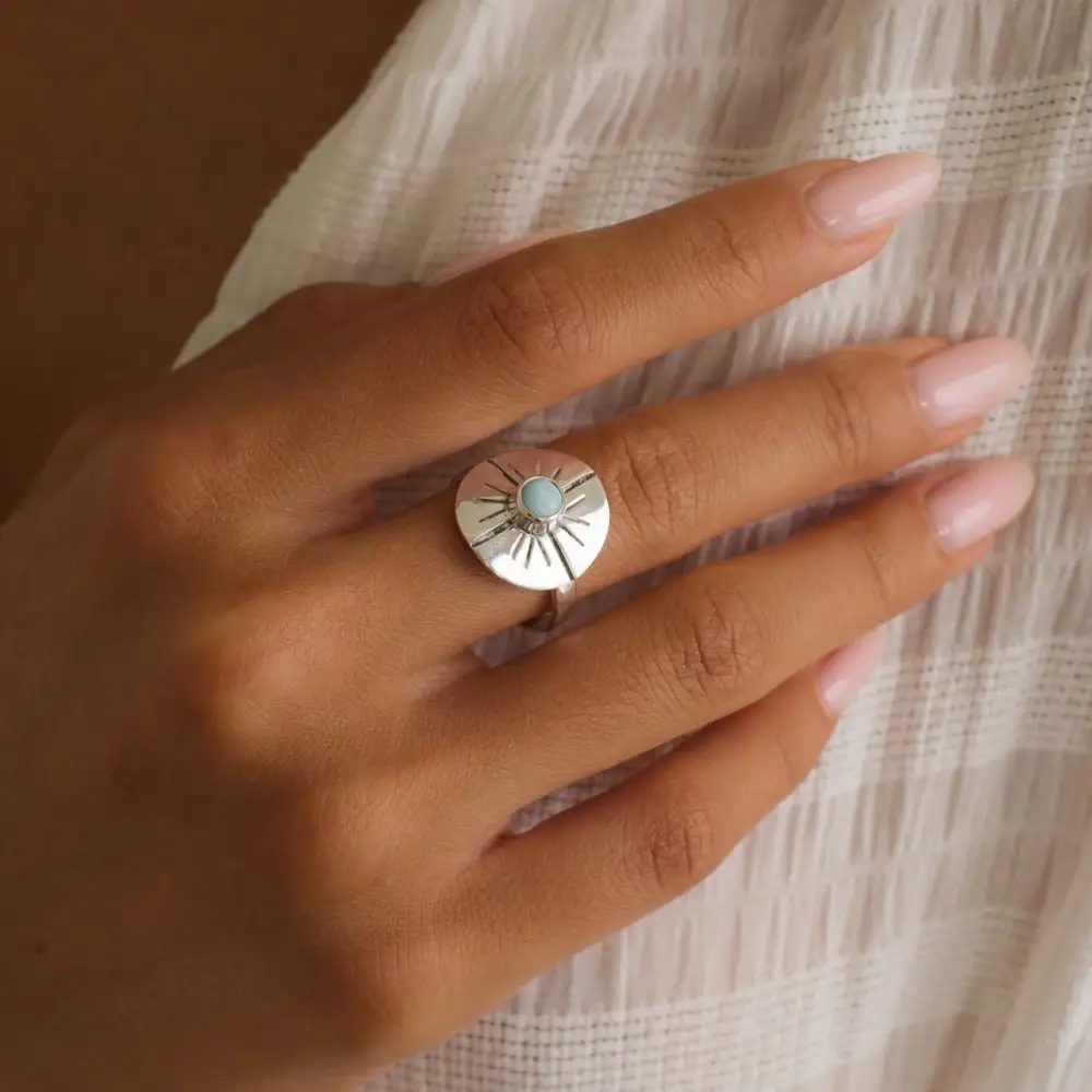 Larimar Sunrise Pearl Ring