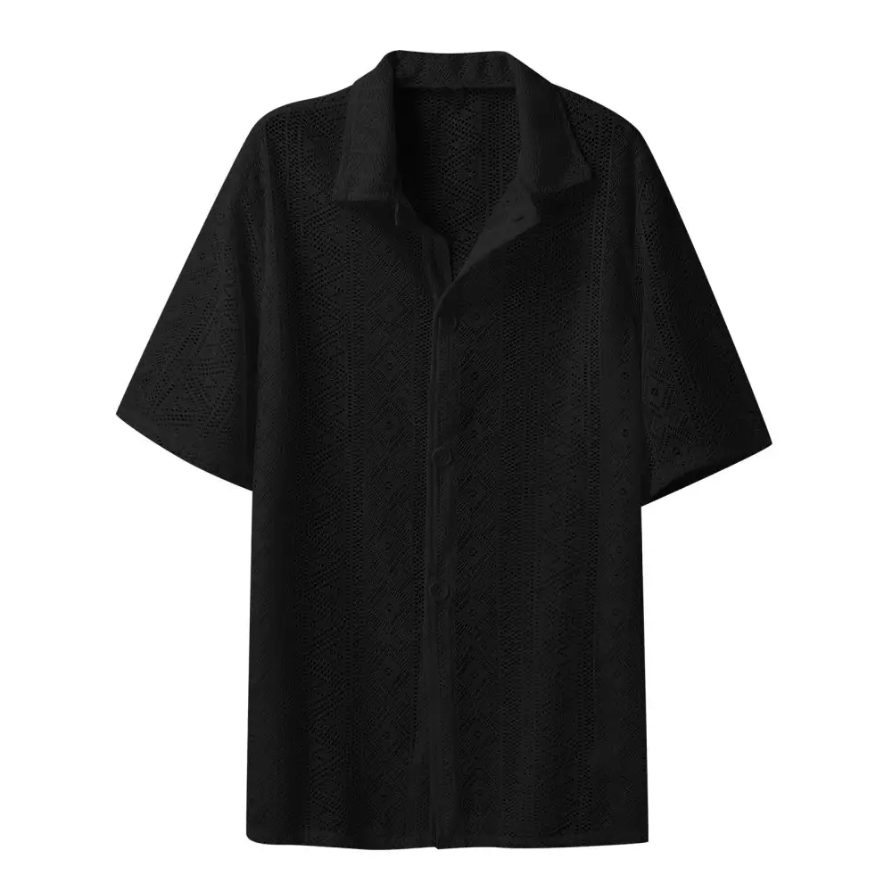Graceful Crochet Button Front Blouse