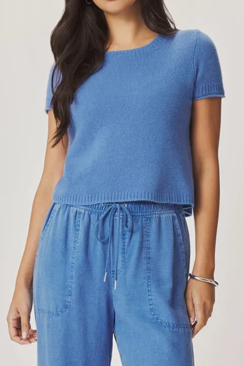 Light Blue Short Sleeve Knit Sweater