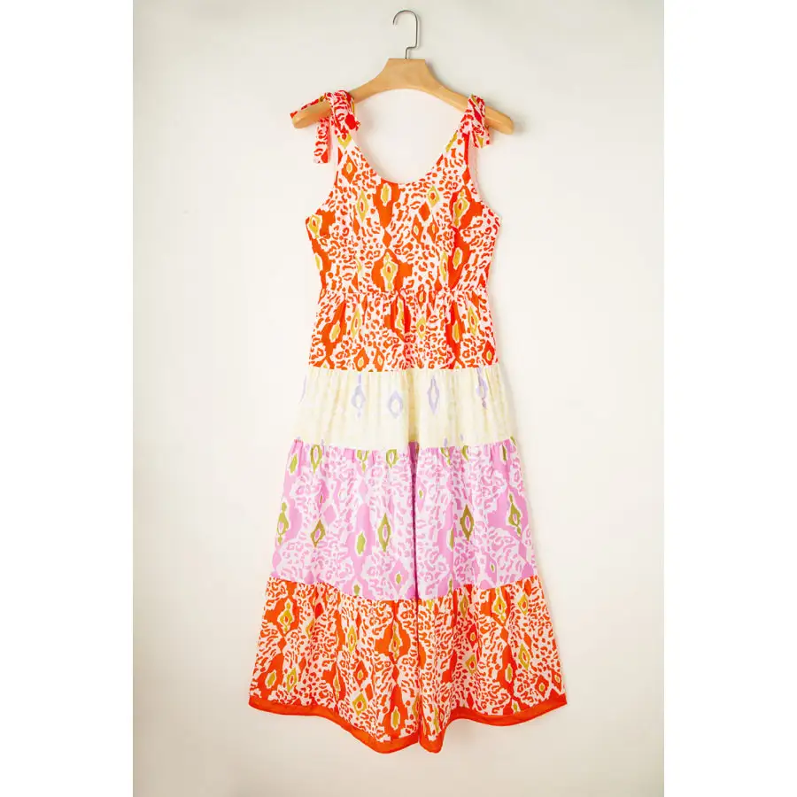 Tied Scoop Neck Sleeveless Midi Dress