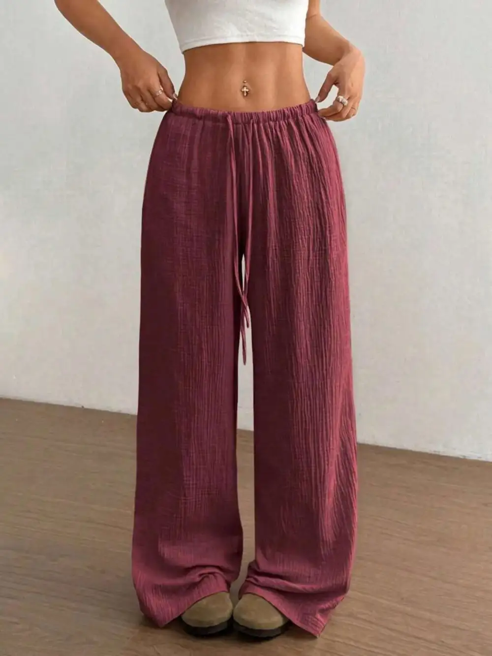 Polished Wide Leg Drawstring Pants