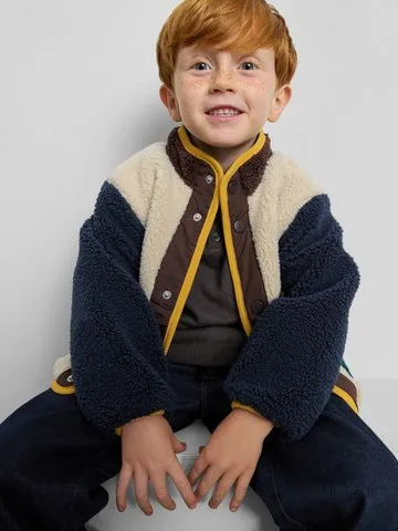 1-9yrs | Colour Block Borg Jacket