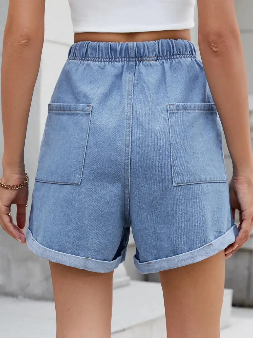 Drawstring Wash Shorts Denim Pants