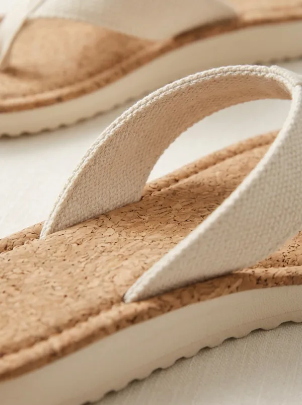 Women's Cork Textured Flat Flip Flops