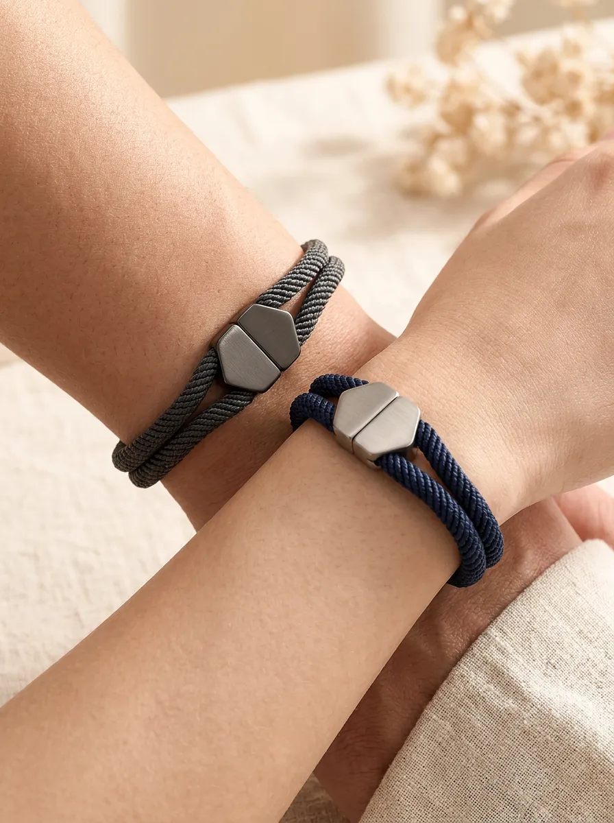 Couples Rope Magnetic Connection Classic Bracelet Set