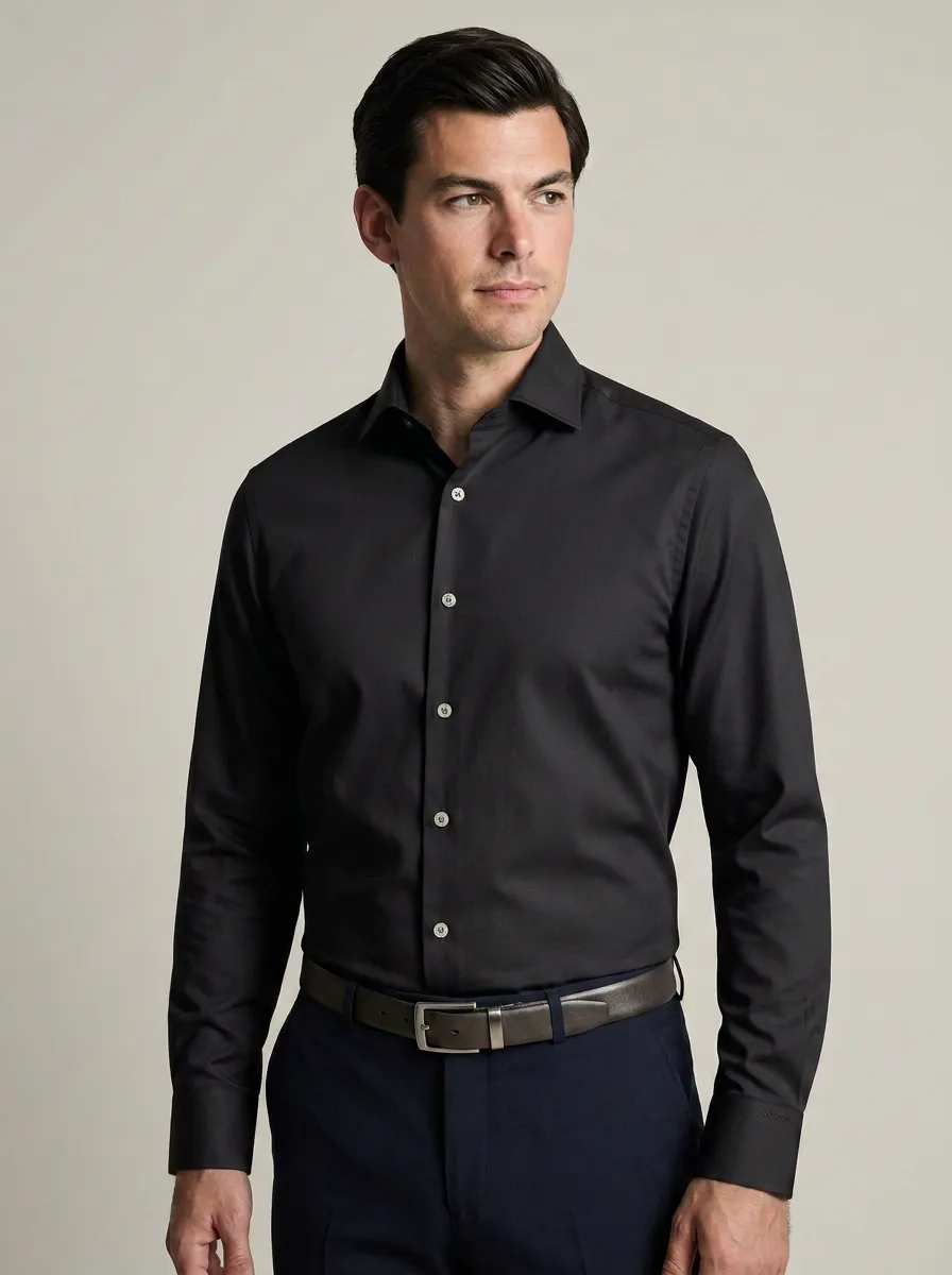 Men's Non-Iron Cotton Solid Sage Green Long Sleeve Shirt