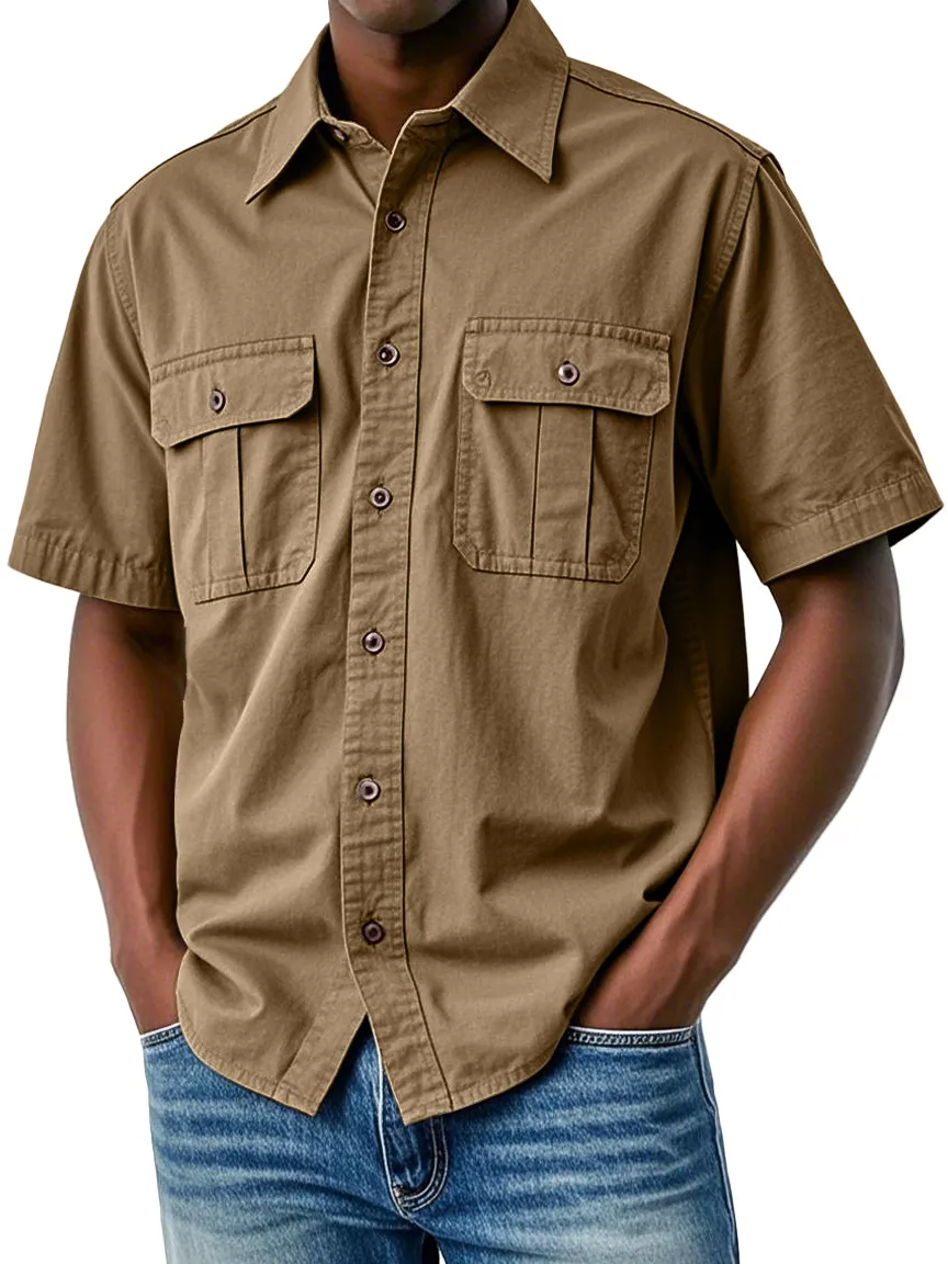 Clean Cut Short Sleeve Double Pocket Shirt