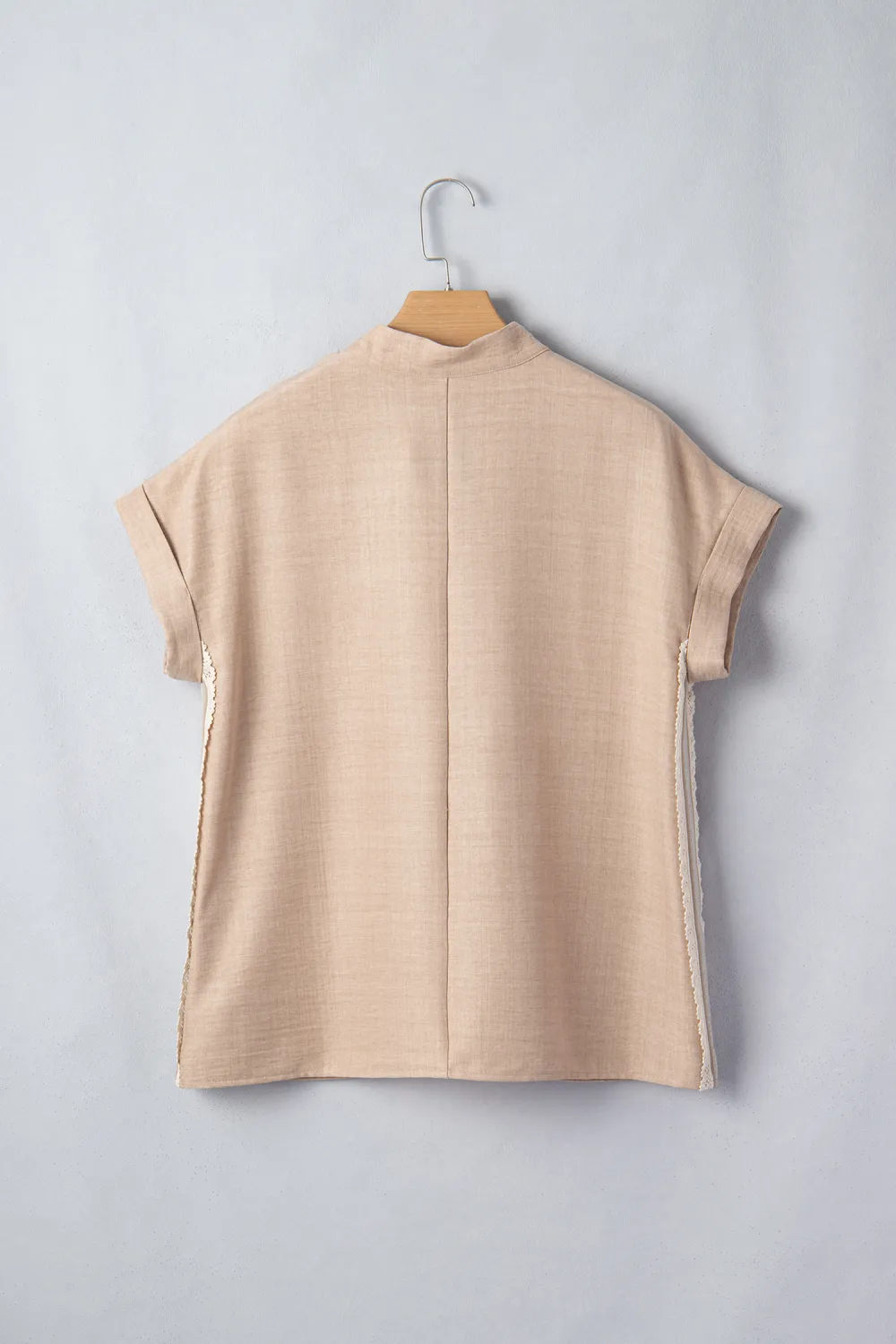 Parchment Crochet Lace Accent Pullover Blouse