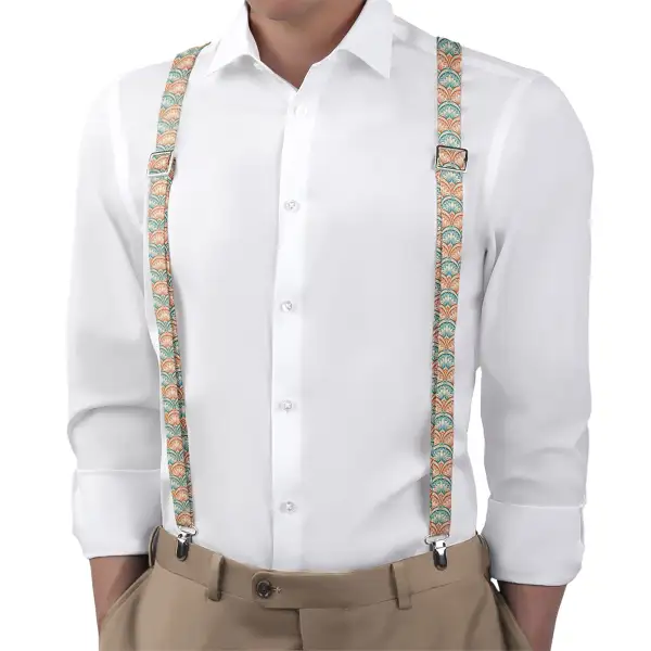 Deco Fan Bloom Pattern Suspenders