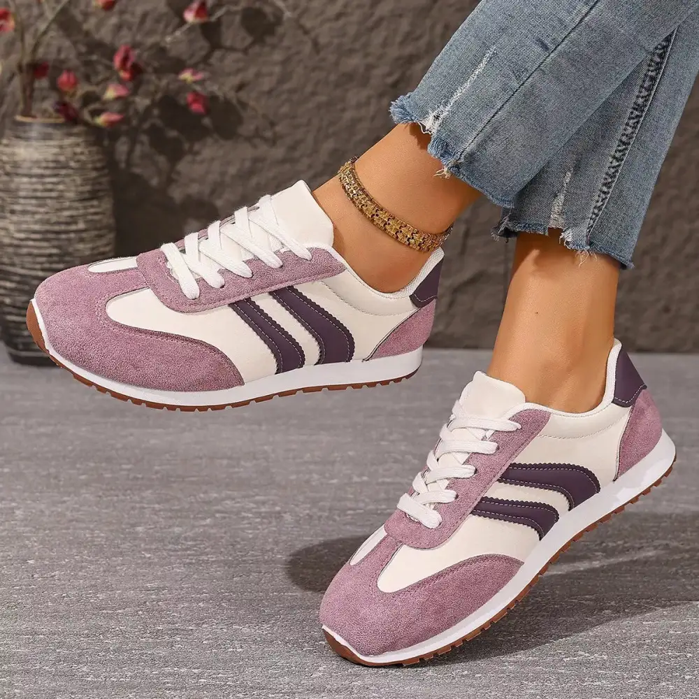 Refined Striped Lace-Up Casual Sneakers