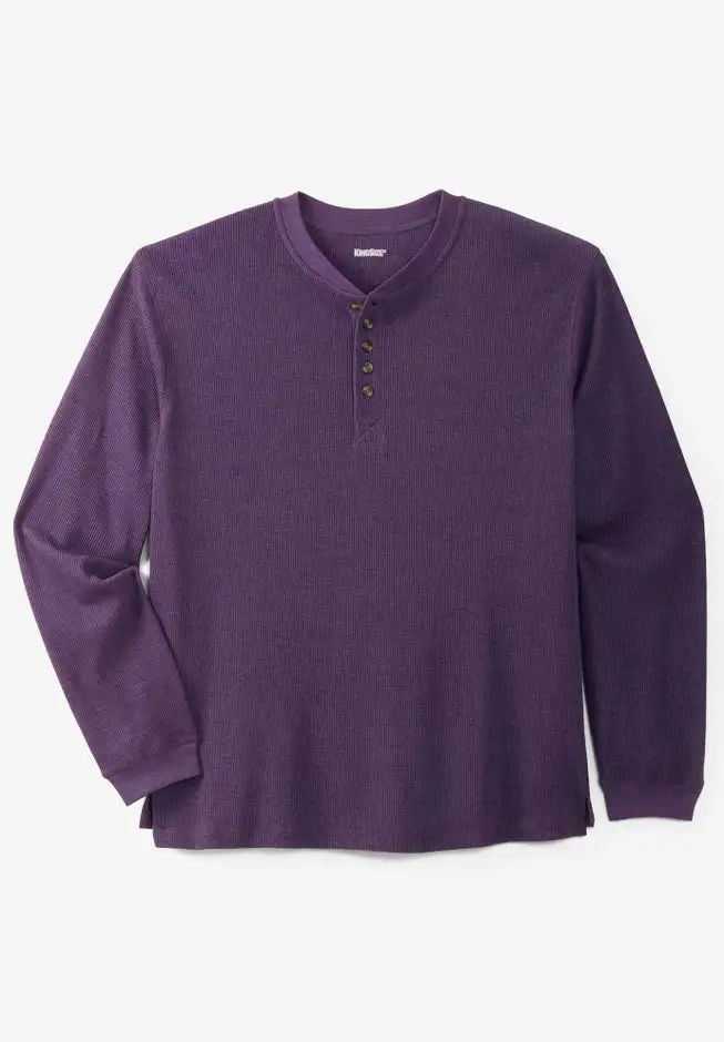 Waffle-Knit Thermal Henley Tee