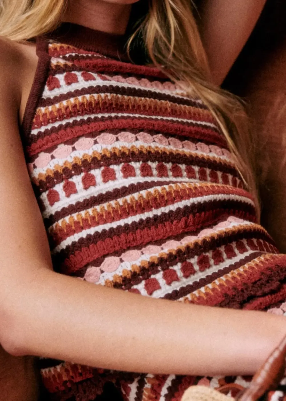Patterned Halter Knit Top