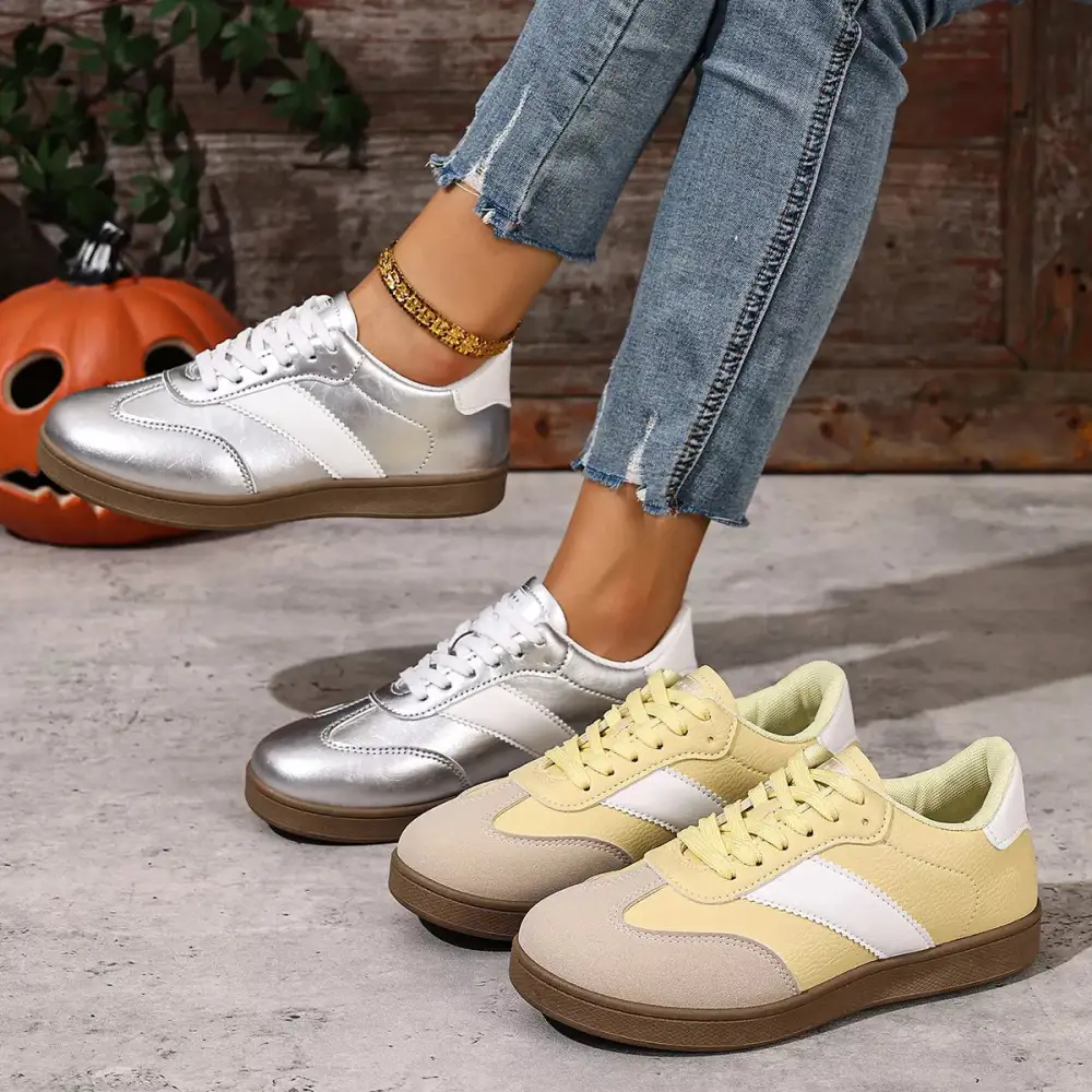 Modern Round Toe Lace-Up Sneakers