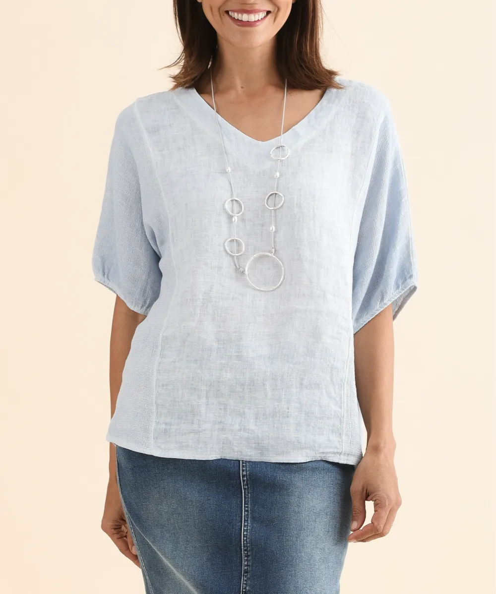Linen Cotton Blend Relaxed Fit Lightweight Top