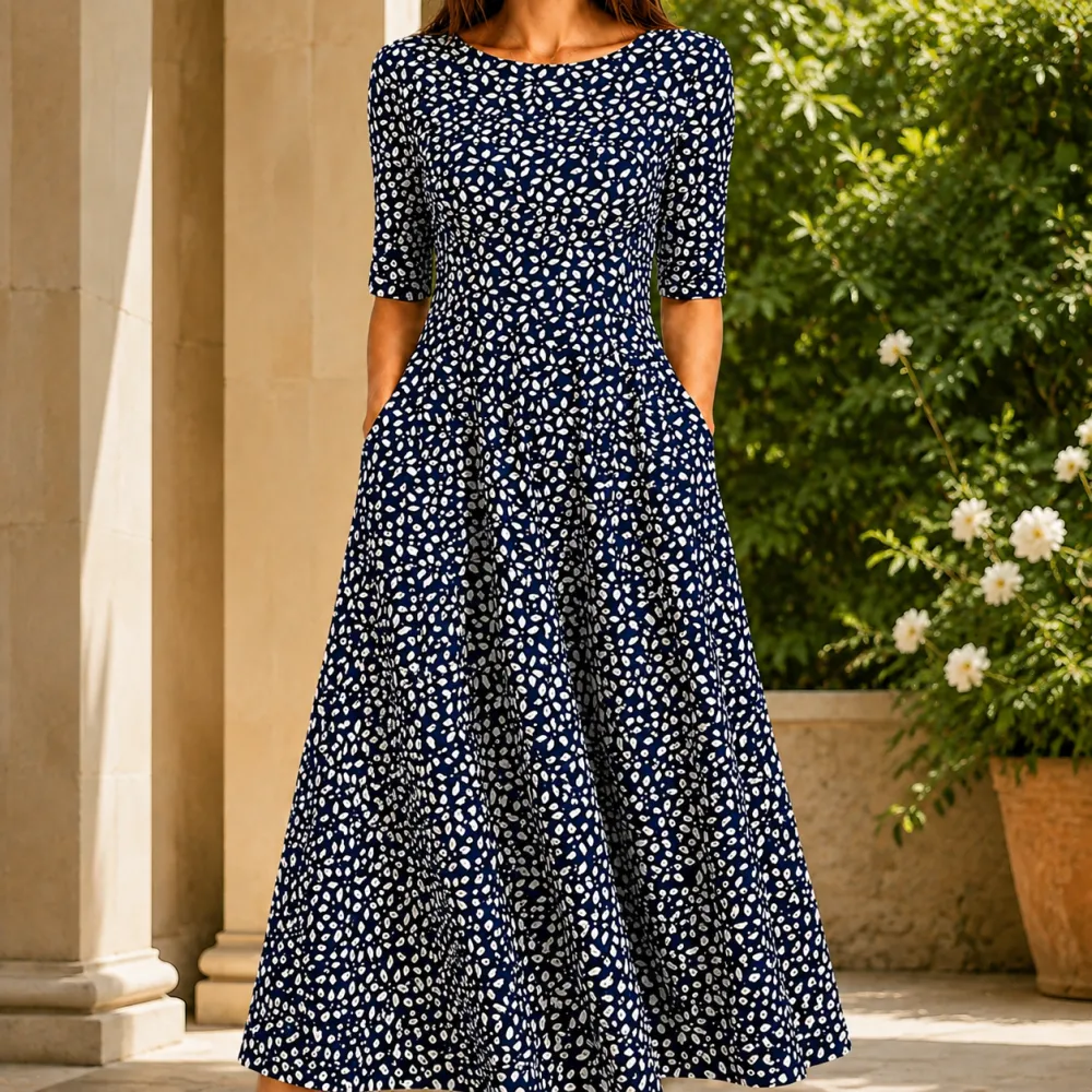Printed Fit-And-Flare Maxi Dress