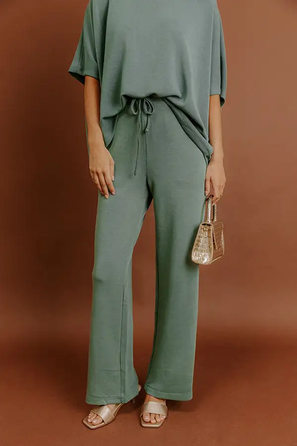 High Waist Relaxed Wide Leg Scuba Knit Modal Blend Pants