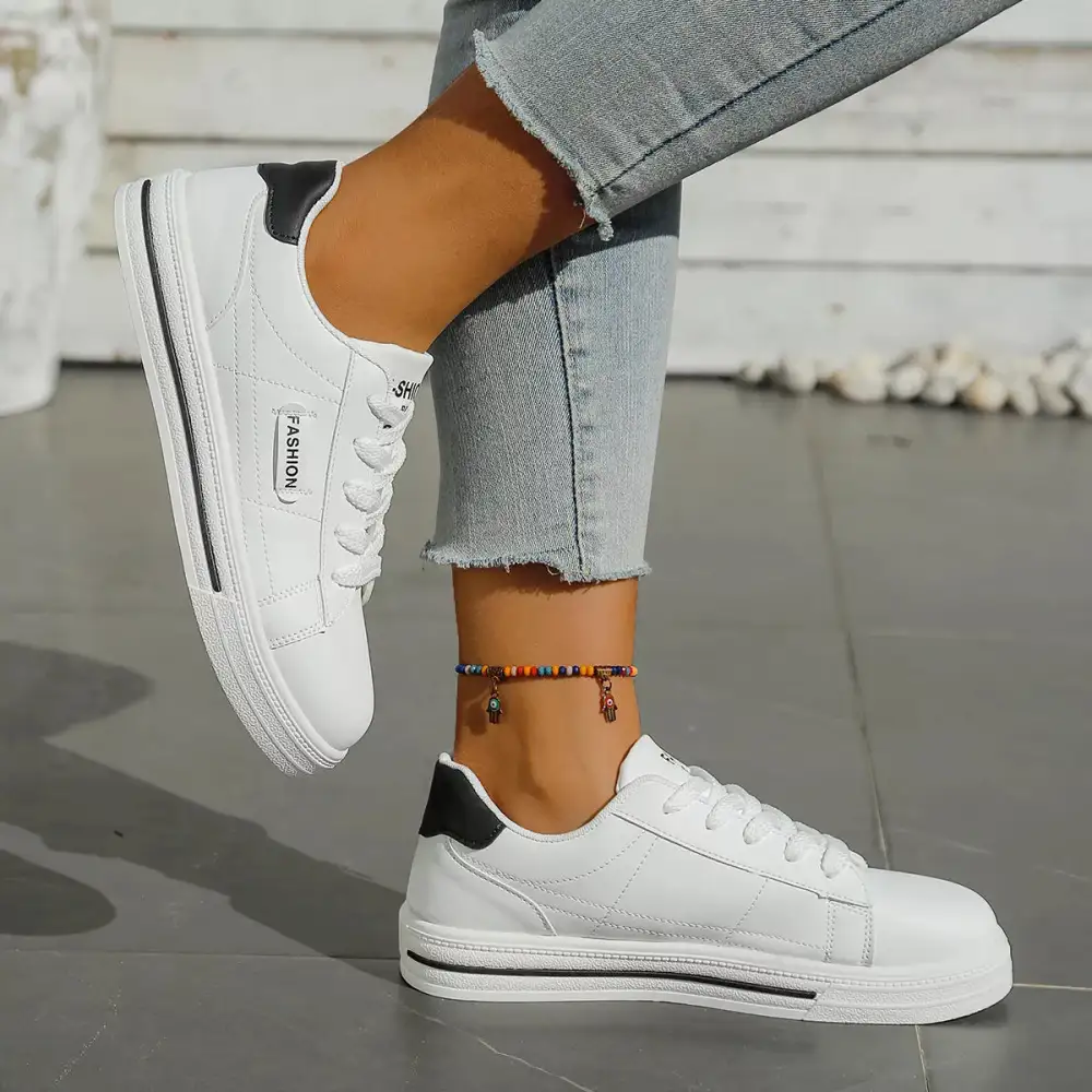 Textured Lace-Up Casual Sneakers