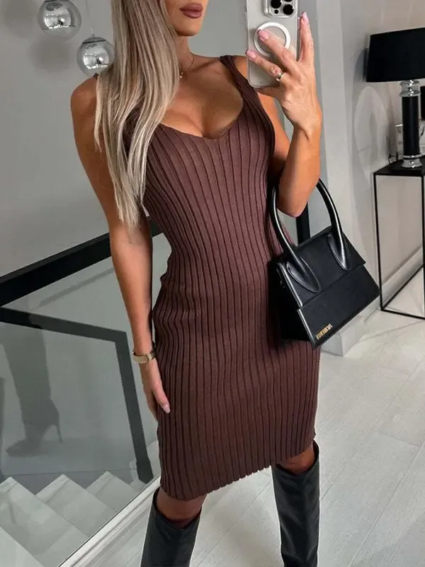 Fashion Pit Strip Long Sleeve Top Slip Skirt Suit