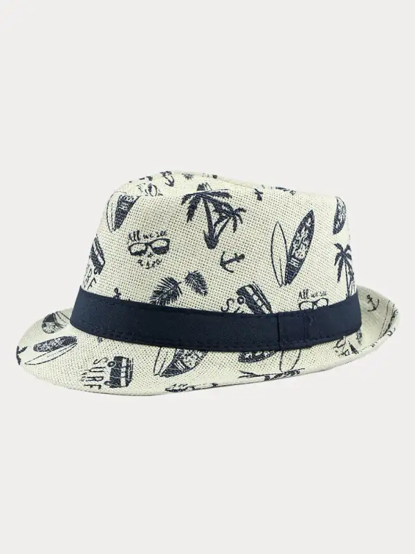 Summer Tropical Print Cotton Fedora Hat