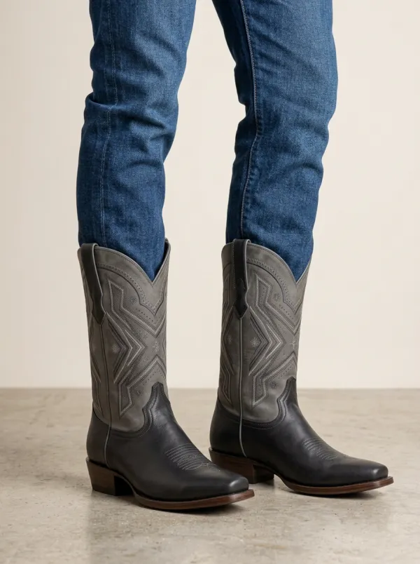 Men's Western Cowboy Star Embroidered Western Boots