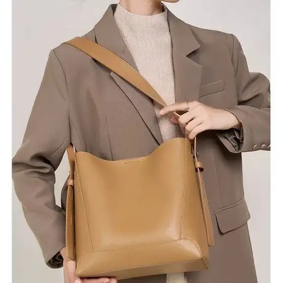 Soft Roomy Leather Bucket Bag