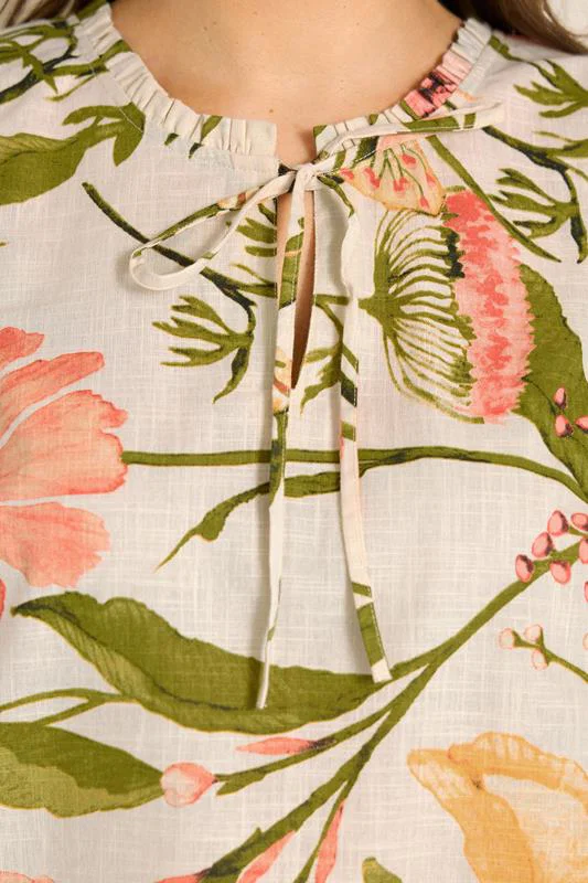 Natural Floral Print Swing Vest Top detail 3