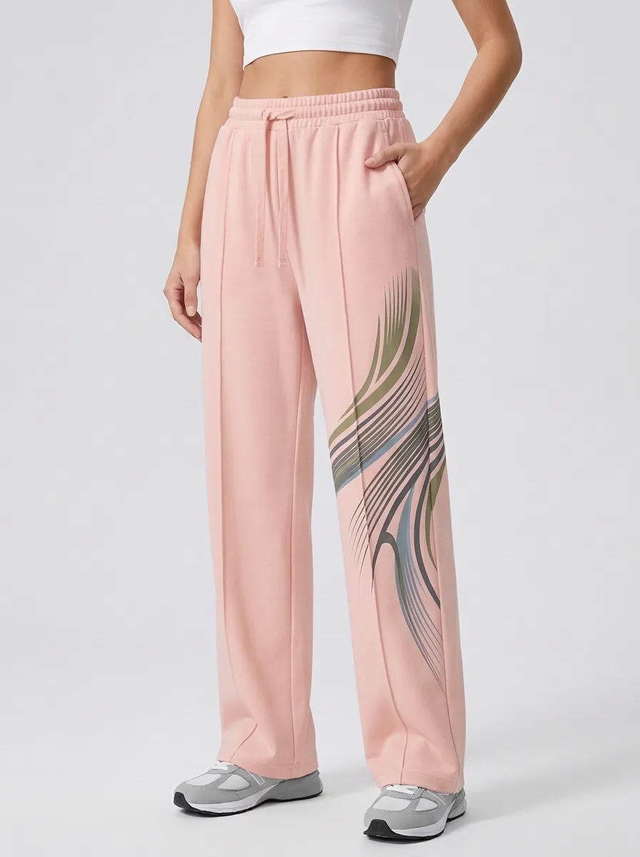 Women's Off-White Pintuck Seam Wide-Leg Sweatpants