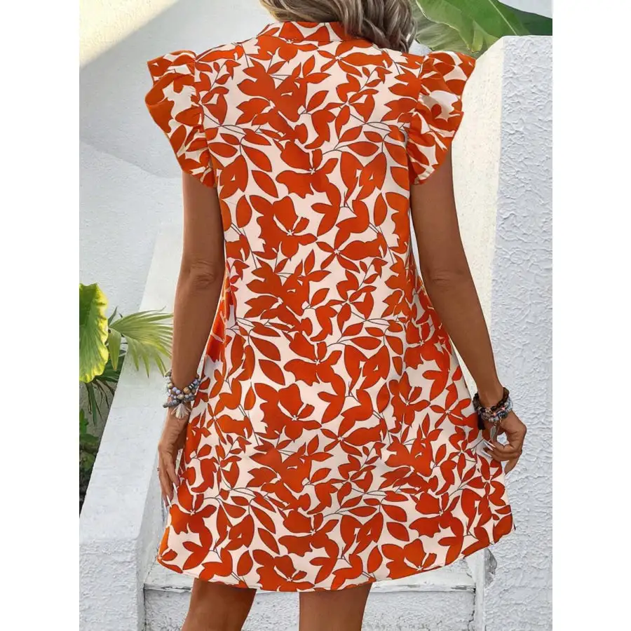 Notched Cap Sleeve Mini Dress