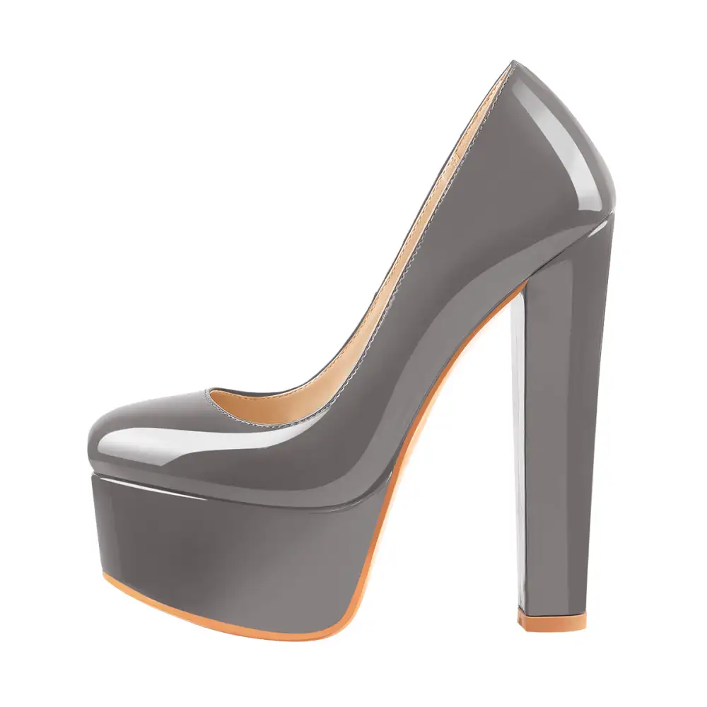 Leopard Pattern Round Toe Platform Chunky Heel Pumps