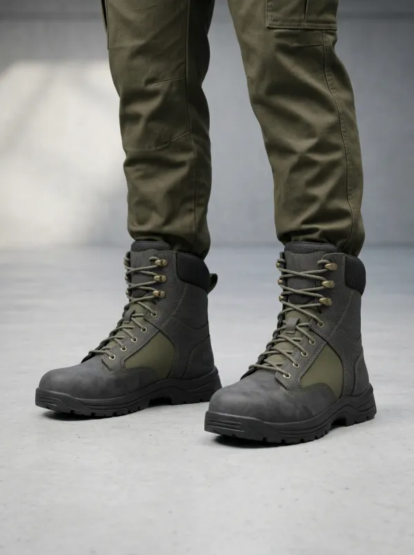 Men's Outdoor Hiking Topographic Map Work Boots