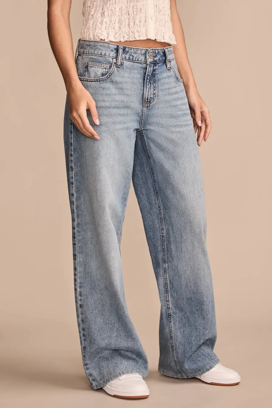 Casual Style Wash Baggy Wide Leg