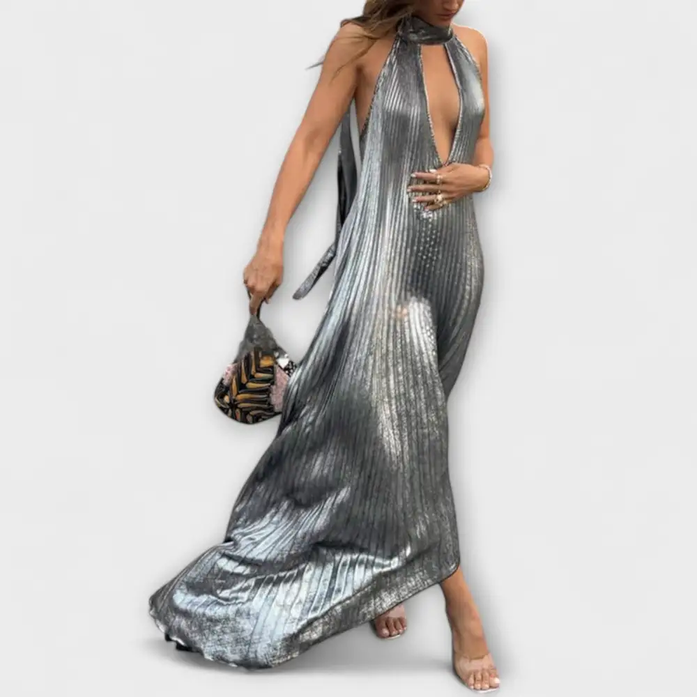 Metallic Pleated dress