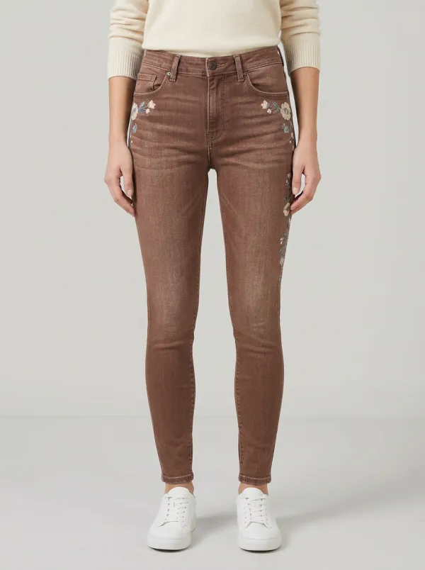Women's Floral Embroidered Denim Slim Jeans