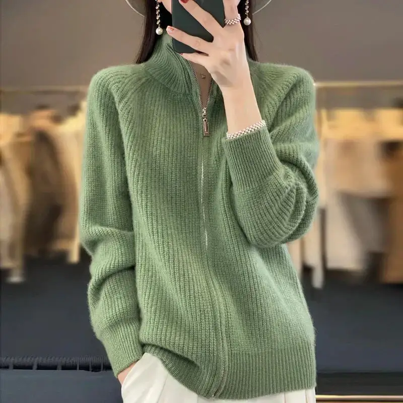Half Zip Knit Sweater Soft Cozy Zip Up Jumper