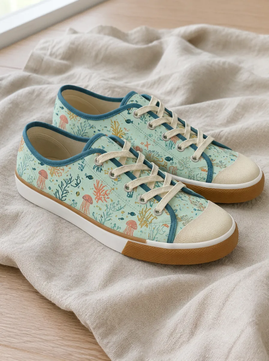 Unisex Refined Ocean Lover Jellyfish Patterned Canvas Shoes