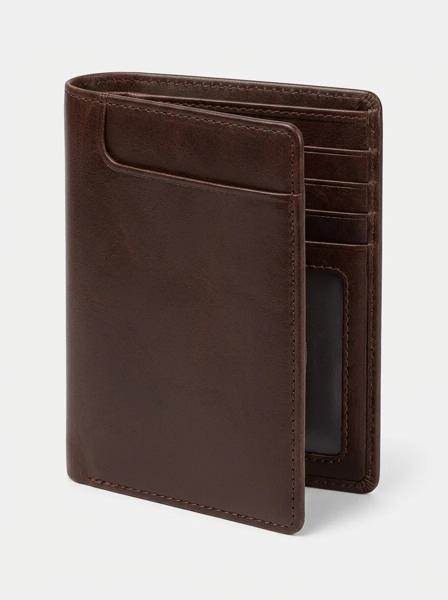 Men's Classic Brown Leather Bifold Wallet