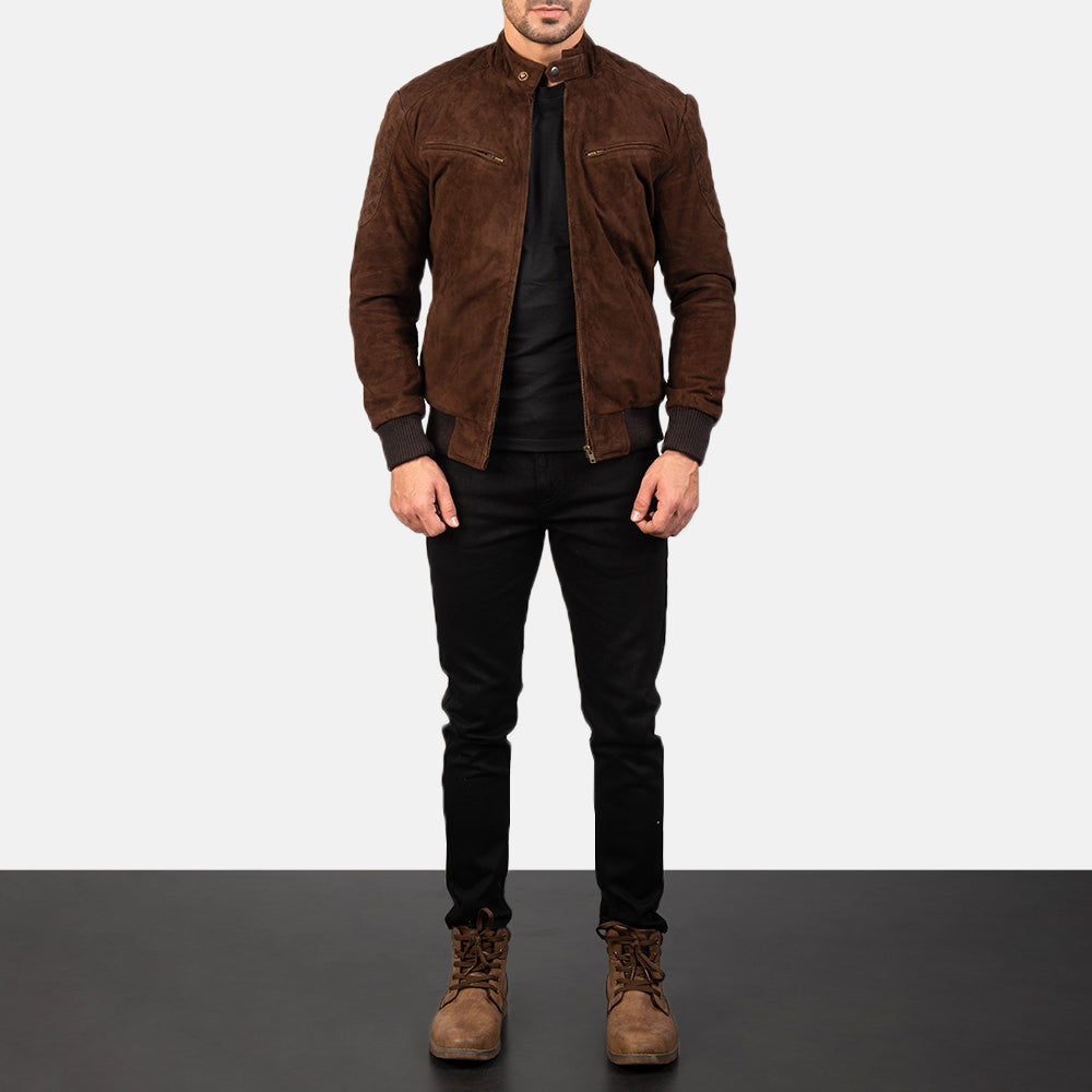 Men's Classic Bomber Suede Jacket
