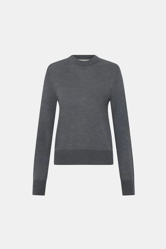 Charcoal Melange Crew Neck Classic Sweater