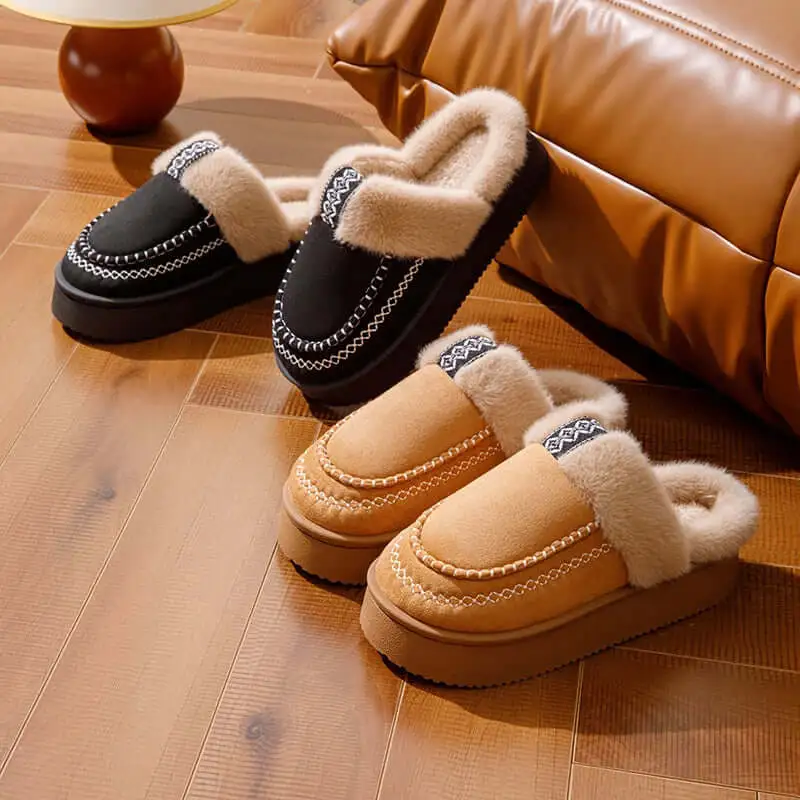 Plush Comfort Platform Slip On Slippers