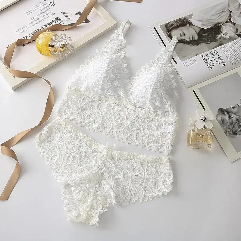 Floral Embroidered Hipster Lingerie Set