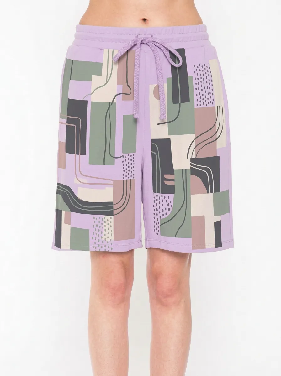 Women's Abstract Geometric Pattern Printed Shorts
